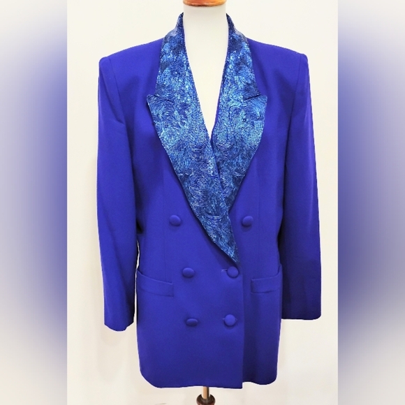 VINTAGE NOLAN MILLER STUNNING ROYAL PURPLE BEADED JACKET - Picture 12 of 12